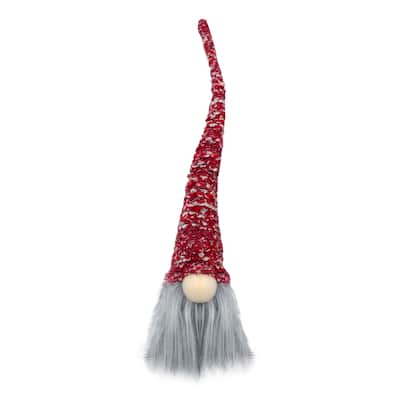 18" Lighted Red and Gray Christmas Gnome Figure