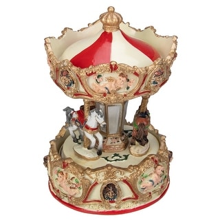 6.5 Ivory Gold Animated Musical Clown Cupid Carousel Tabletop Decor