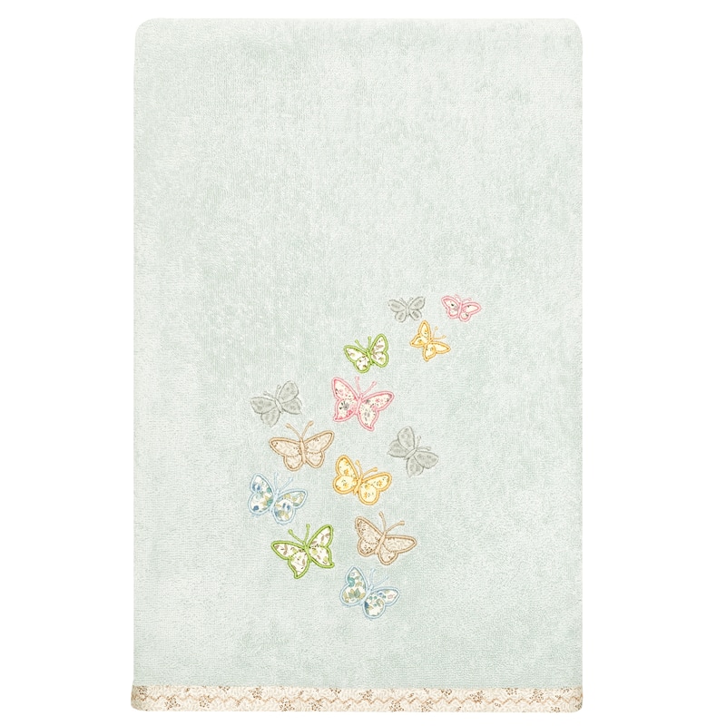 Authentic Hotel and Spa 100% Turkish Cotton Mariposa 3PC Embellished Towel Set