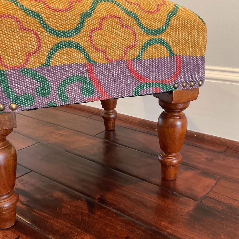 HERAT ORIENTAL Handmade Cotton Print Wood Stool