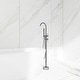 preview thumbnail 15 of 54, Freestanding Double Handle Clawfoot Tub Faucet - 8" x 47" Brushed Nickel