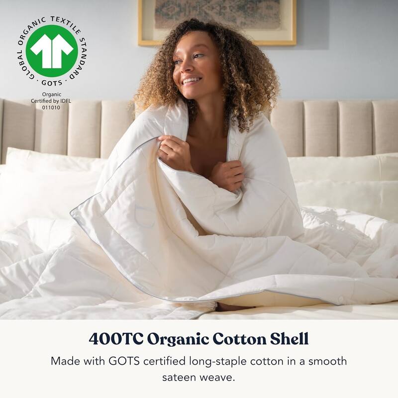 Delara Organic Merino Wool Duvet Insert - GOTS, OEKO-TEX & Woolmark Certified, 400TC Organic Cotton Shell, 500 GSM All-Season