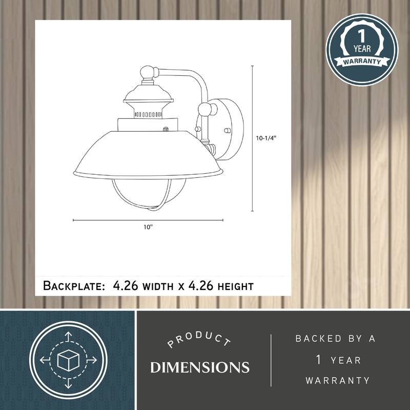 Harwich 1 Light Bronze Coastal Barn Dome Outdoor Wall Lantern Clear Glass - 10-in W x 10.25-in H x 11.5-in D