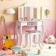 preview thumbnail 17 of 21, Gymax Kids Vanity Set Makeup Table & Chair Tri-folding Mirror Sweet