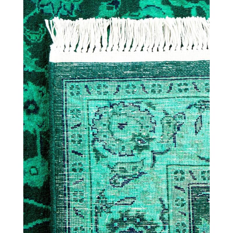 Overton Hand Knotted Wool Vintage Inspired Modern Contemporary Overdyed Green Area Rug - 3' 2" x 5' 2"