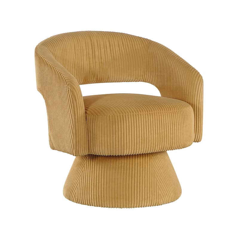 Parris Corduroy Swivel Chair - Yellow