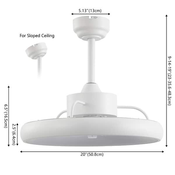 dimension image slide 1 of 4, JONATHAN Y Loren 20" Modern 6-Speed Metal Dimmable Smart LED Ceiling Fan, App & Remote - 11.5 Inches