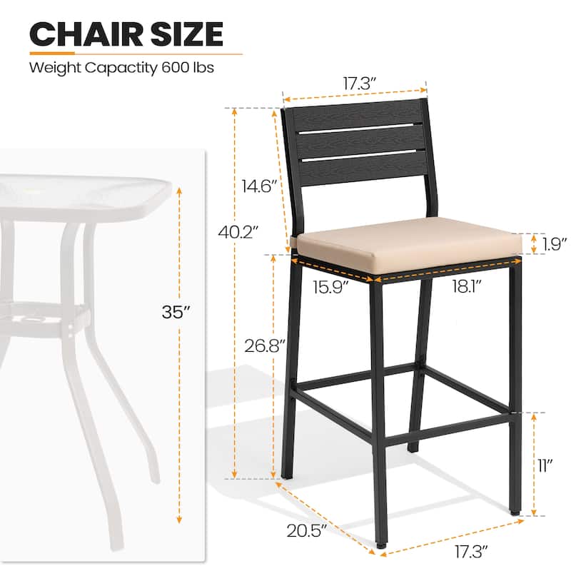 Outdoor Barstool Counter Height Bar Stools with Cushion - see picture