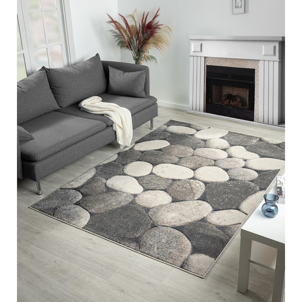 Fresco Collection Brown/Dark Grey Abstract Area Rug