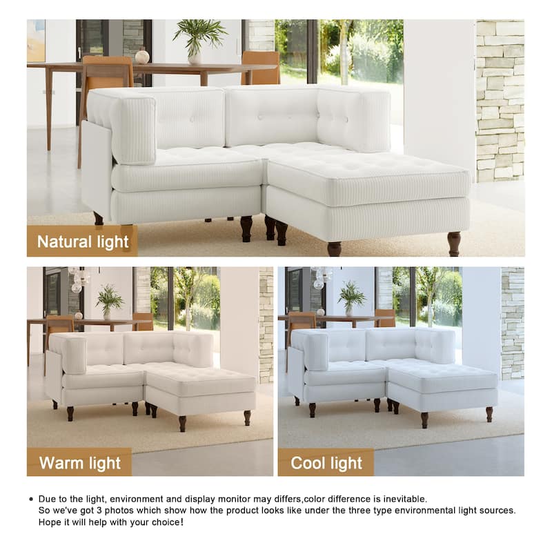 Oversized Sofa Corduroy Tufted Modular Sectional Set