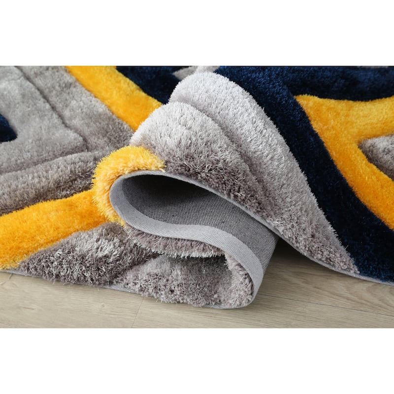 Mateos Shag Collection Abstract Area Rug - 5' X 7'