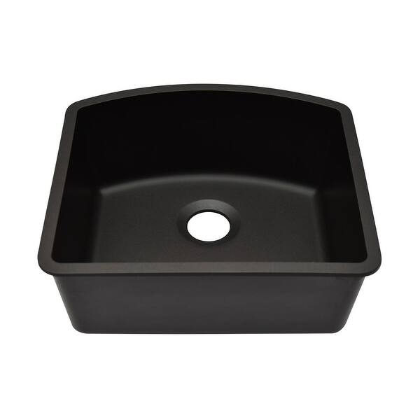 slide 2 of 9, 23 Inch Lexicon Platinum Quartz Composite Drop-in Undermount D-Shaped Single Bowl Galaxy Black Kitchen Sink LP-2321D-K-SO Galaxy Black