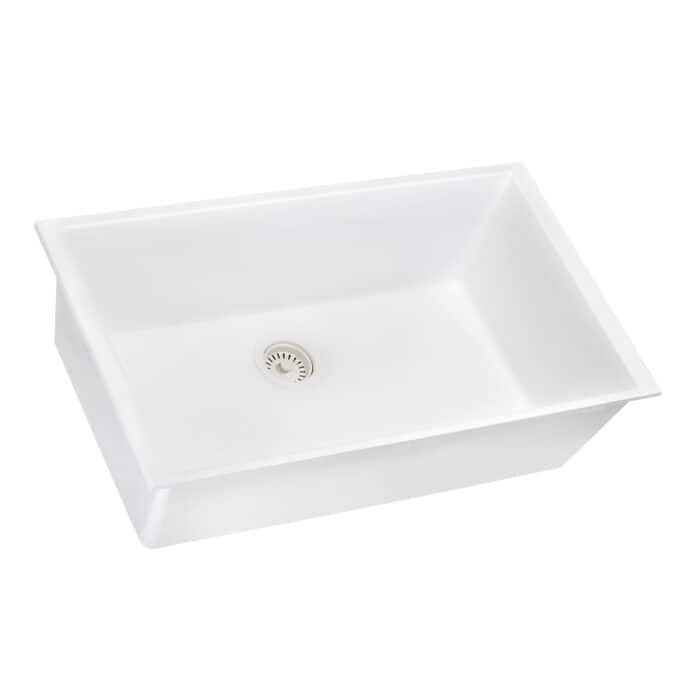 Ruvati 30 x 18 inch Granite Composite Undermount Single Bowl Kitchen Sink - Arctic White - RVG2030WH