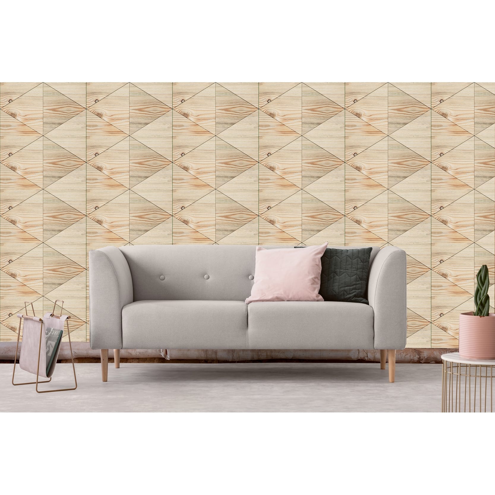 Candela Wood Parquet Removable Wallpaper 10'ft H x 24''inch W Bed