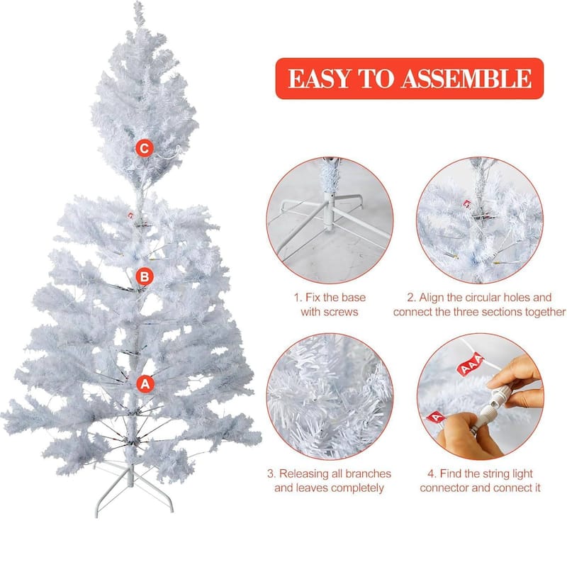 6.5 Ft Prelit Artificial Christmas Tree, Xmas Decoration for Living Room Hallway Office - 6.5 ft
