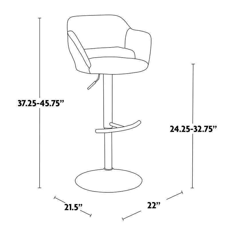 Porch & Den Vallen Adjustable Faux Leather Bar Stool with Rounded T Footrest (Set of 2)