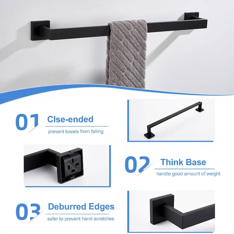 AITINKAN 4-Piece Bath Hardware Set Square Towel Holder Set