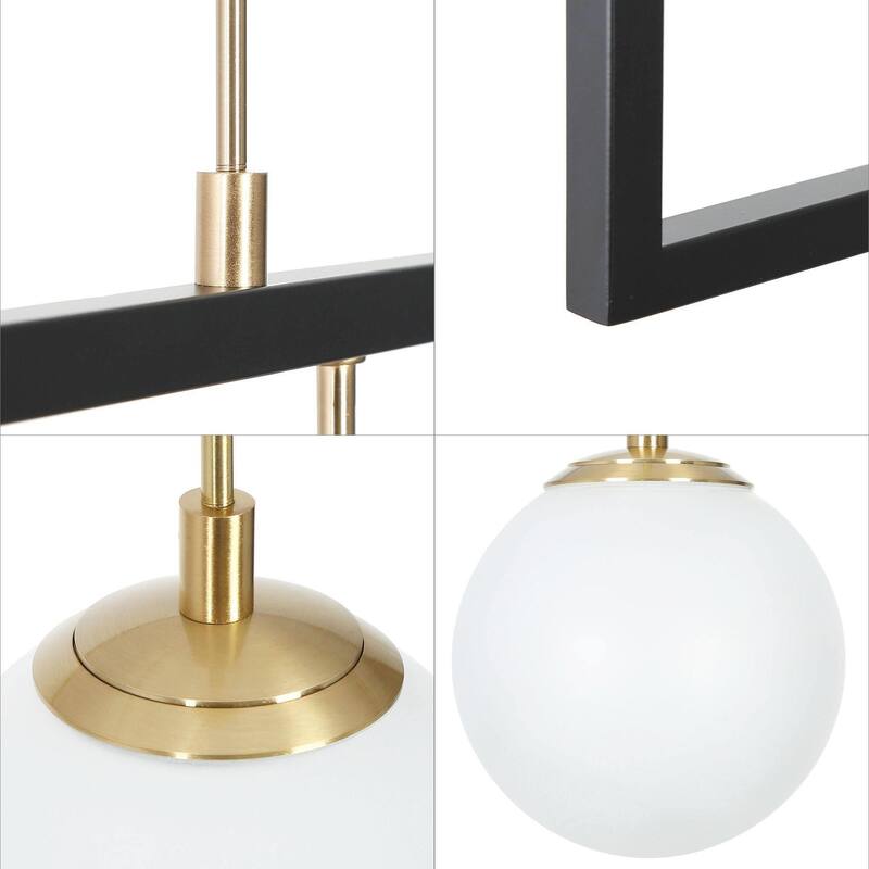 Modern 5-Light Rectangle LED Chandelier Glass Kitchen Island Light for Dining Room - 33.5" L x 4" W x 14" H