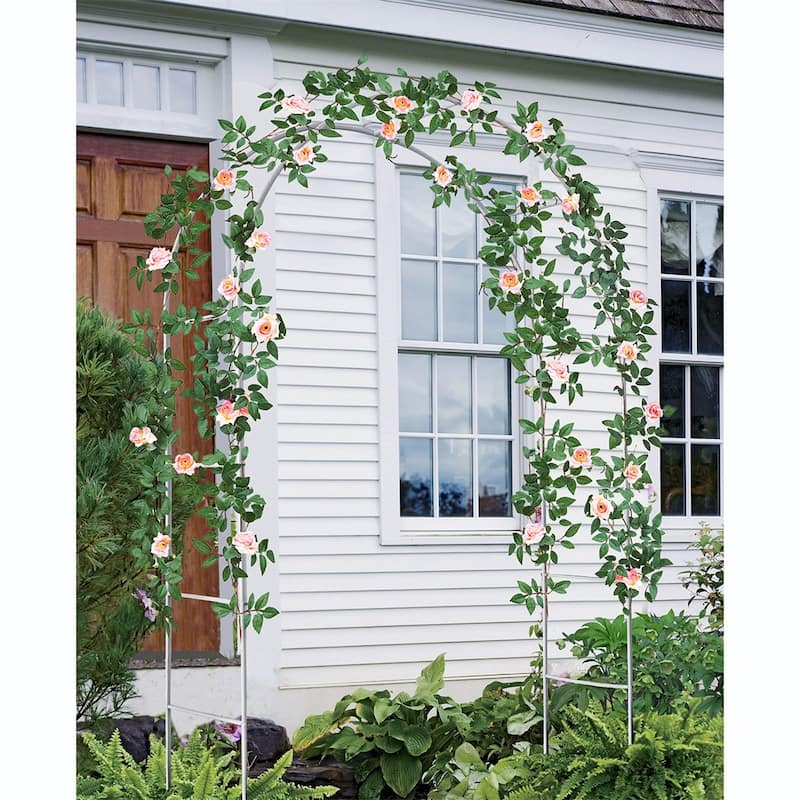 Metal Garden Arch Trellis,Adjustable Arbor Trellis,White