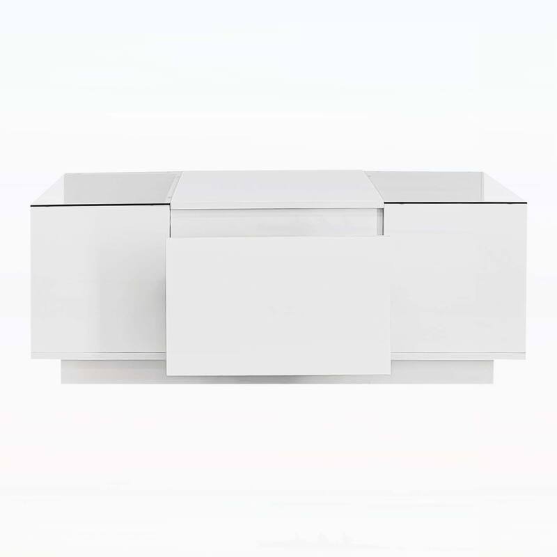 Modern Center Table with Open Storage and 2 Hidden Drawers for Living Room
