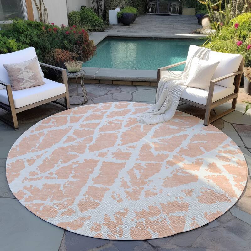 Rave Modern Art-Inspired Weather Resistant Blended Style Outdoor Rug