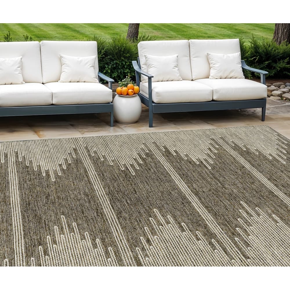HomeRoots Abstract Transitional Rectangle Outdoor Rug