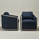 preview thumbnail 154 of 165, KINWELL 31"W Oak Frame Upholstered Swivel Barrel Armchair