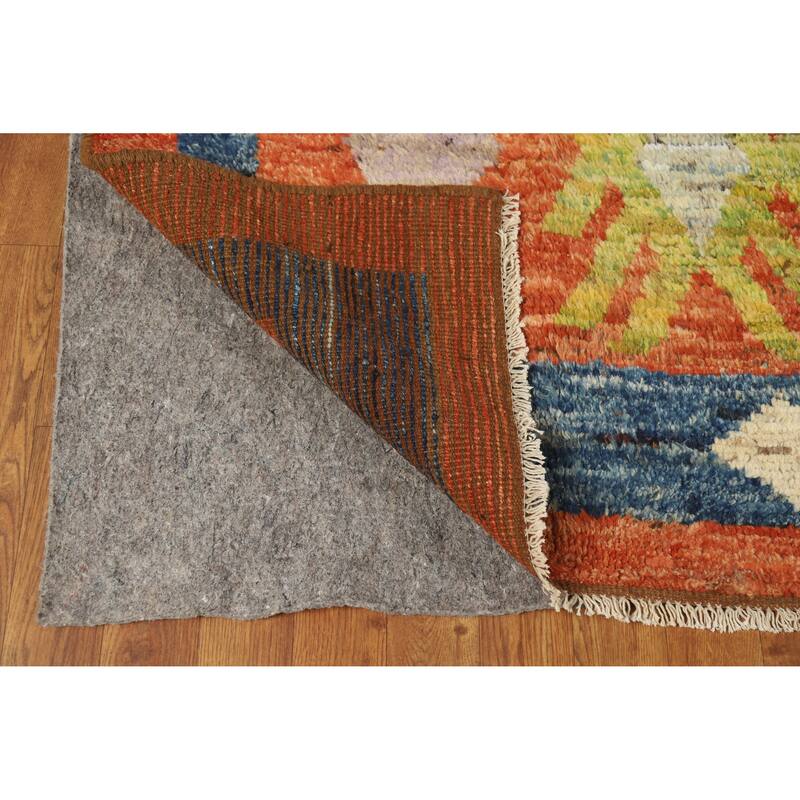 Orange Moroccan Oriental Area Rug Handmade Wool Carpet - 6'7" x 10'0"