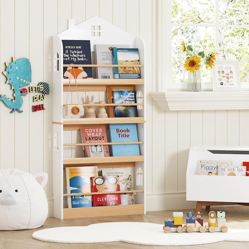 COSTARS Kids Bookshelf, 4-Tier Children's Bookcase and Storage, Kids Book Shelf Rack Organizer