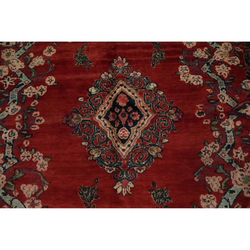 Hand Knotted Oriental 100% Wool Carpet Traditional Floral Red Mahal Area Rug - 11' 9'' X 8' 8''