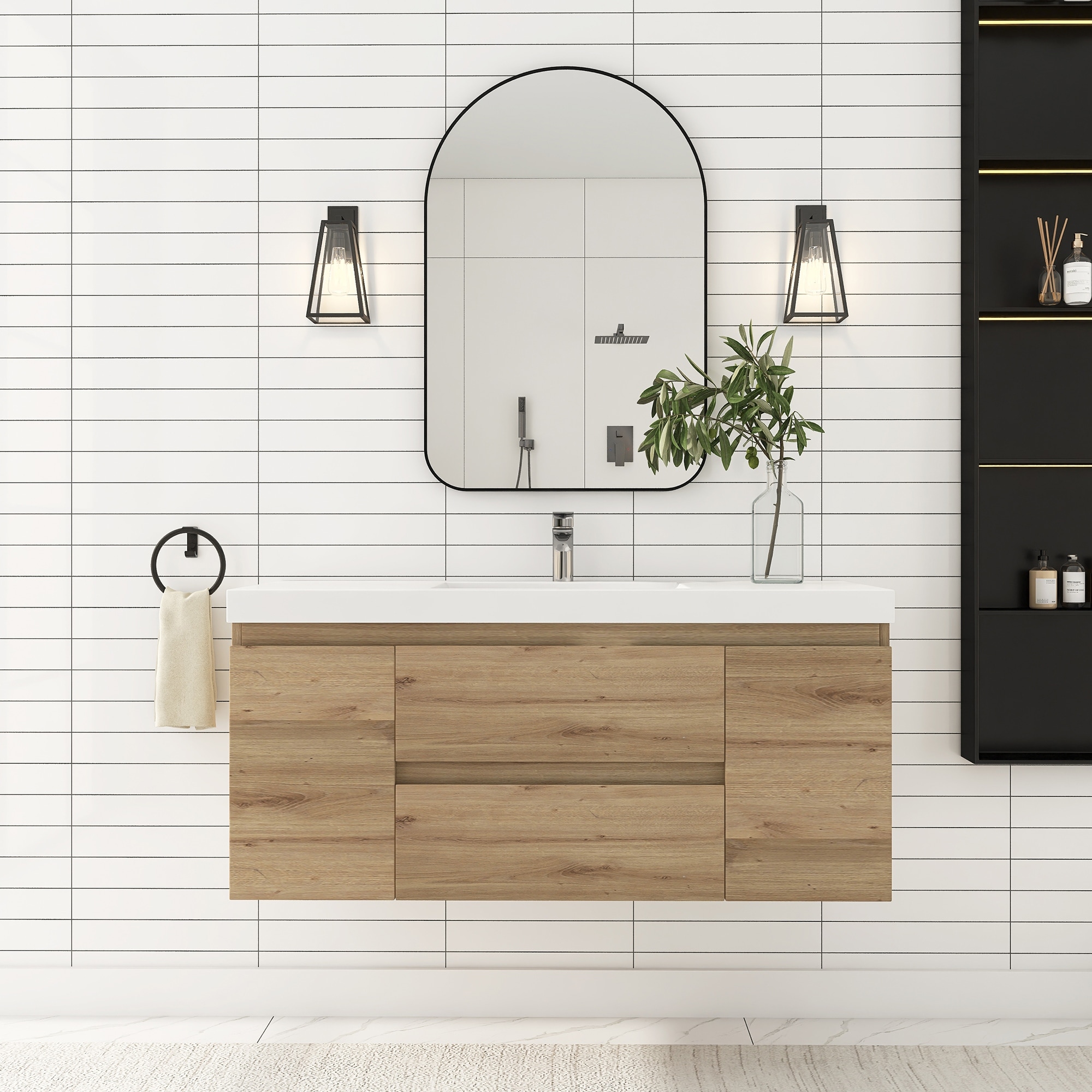 Floating Bathroom Vanity with Integrated Resin Top