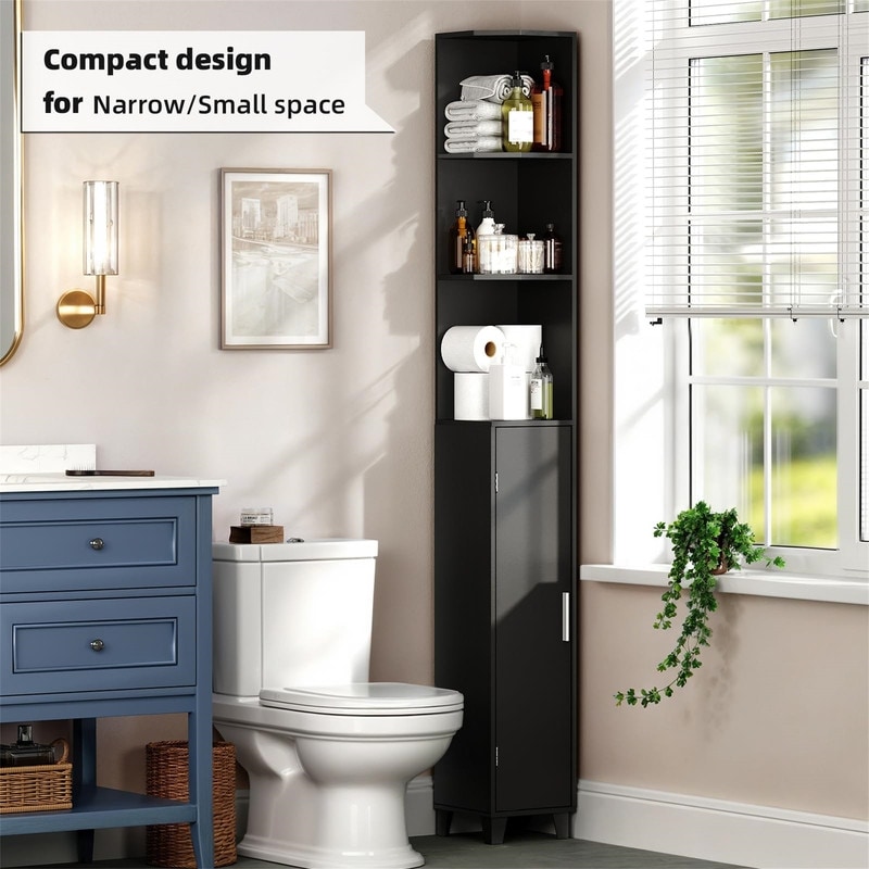 74.8" Tall Corner Cabinet with Door - Compact Storage