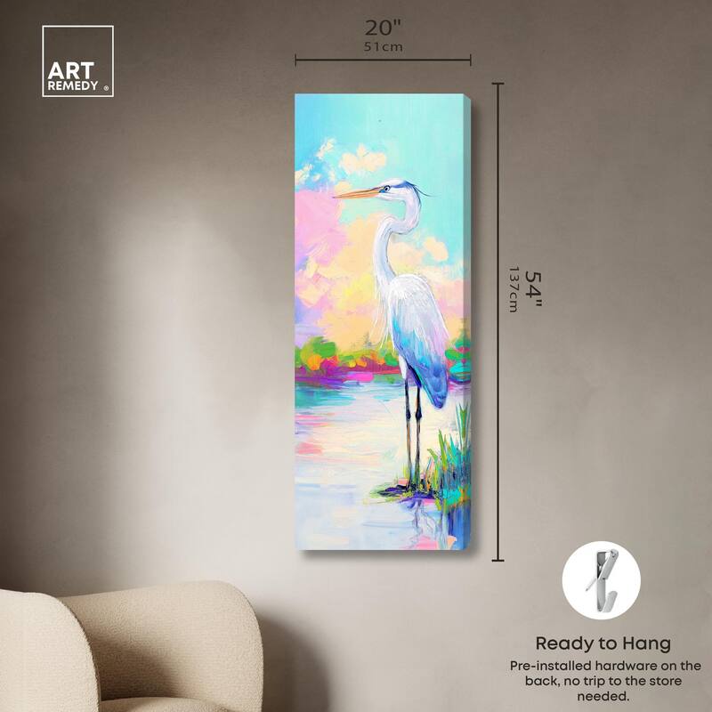 Expressive Egret II Panoramic Canvas by Art Remedy, Gallery Wrapped