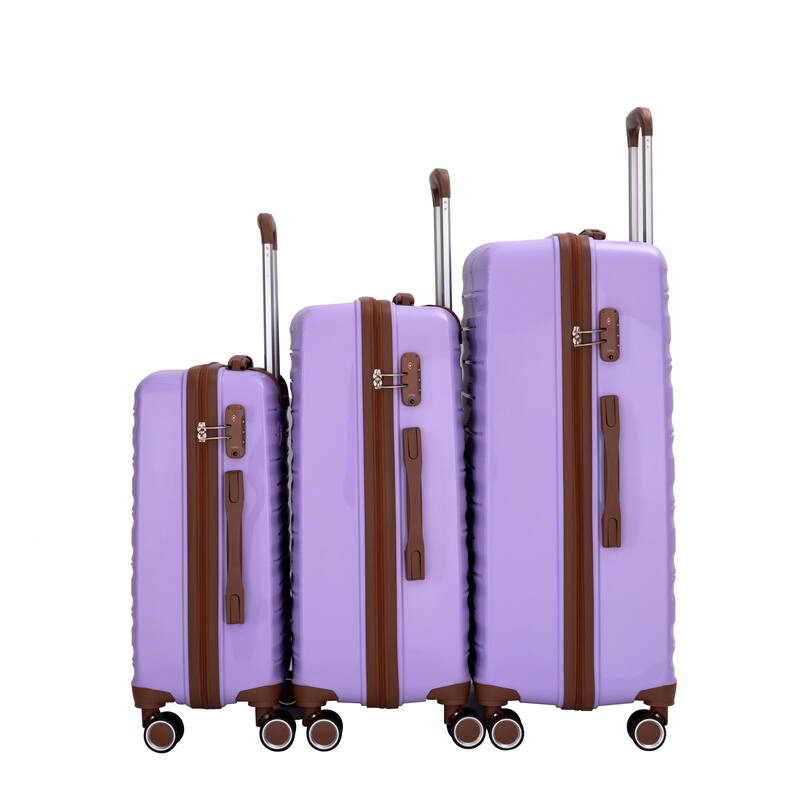5-Piece Set (20"24"28 +a travel bag and a toiletry bag) ,PP Hardshell Carry on Luggage Set - Purple