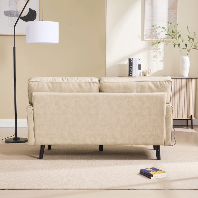 Loveseat Sofa,Mid Century Modern Love Seat, 2 Seater Sofa Couches For Living Room,Small Couch With Usb & Removable Pillow Cover