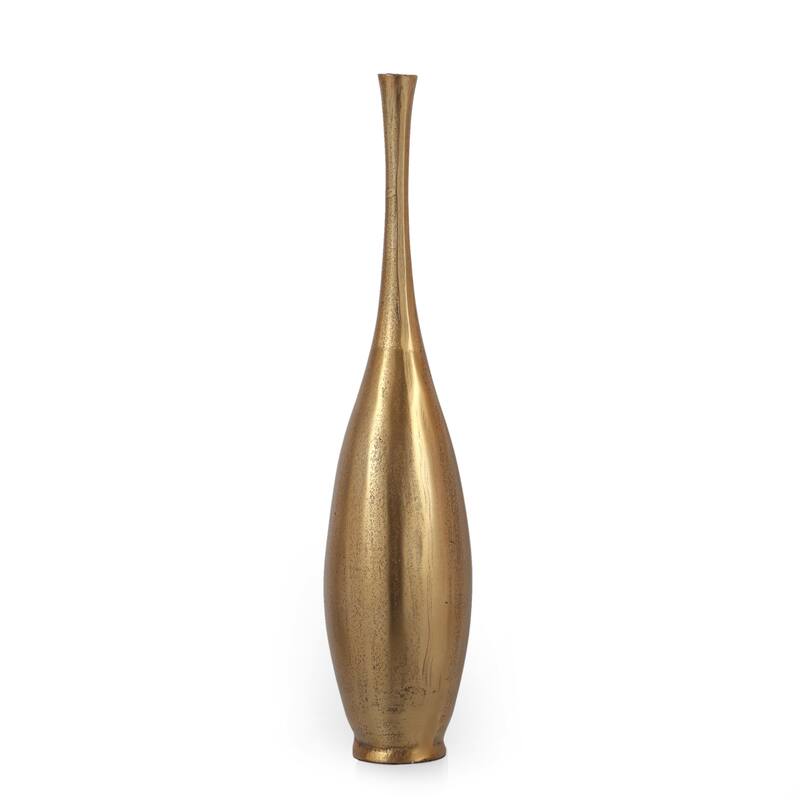 Roomfitters Metal Bottle Vase, Tall Decorative Accent for Table or Shelf, Modern Gold Finish