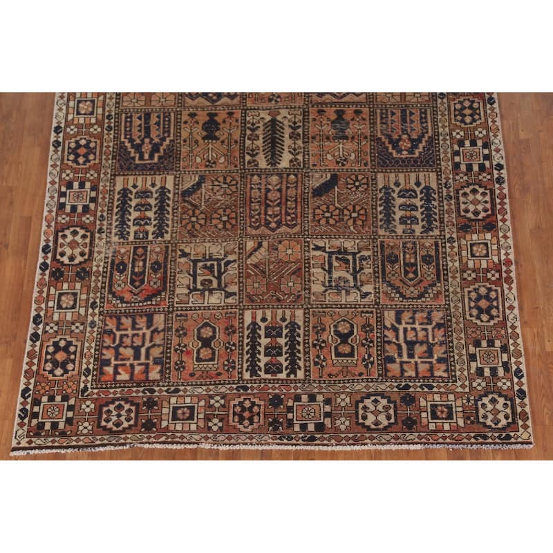 Garden Design Bakhtiari Persian Antique Area Rug Handmade Wool Carpet - 6'7"x 10'1"