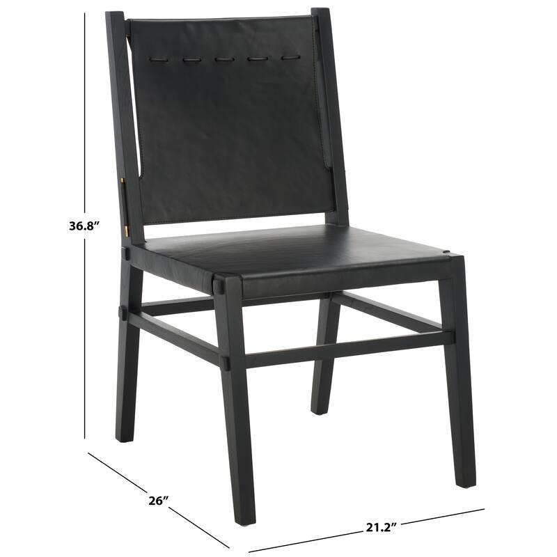 SAFAVIEH COUTURE Catriella Leather Dining Chair (Set of 2) - 21"W x 26"D x 37"H