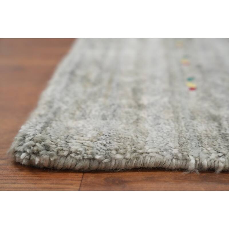 Hand Knotted Oriental Viscose Silk Carpet Tribal Animal Pictorial Greys & Charcoal Gabbeh Area Rug - 11' 10'' X 10' 2''