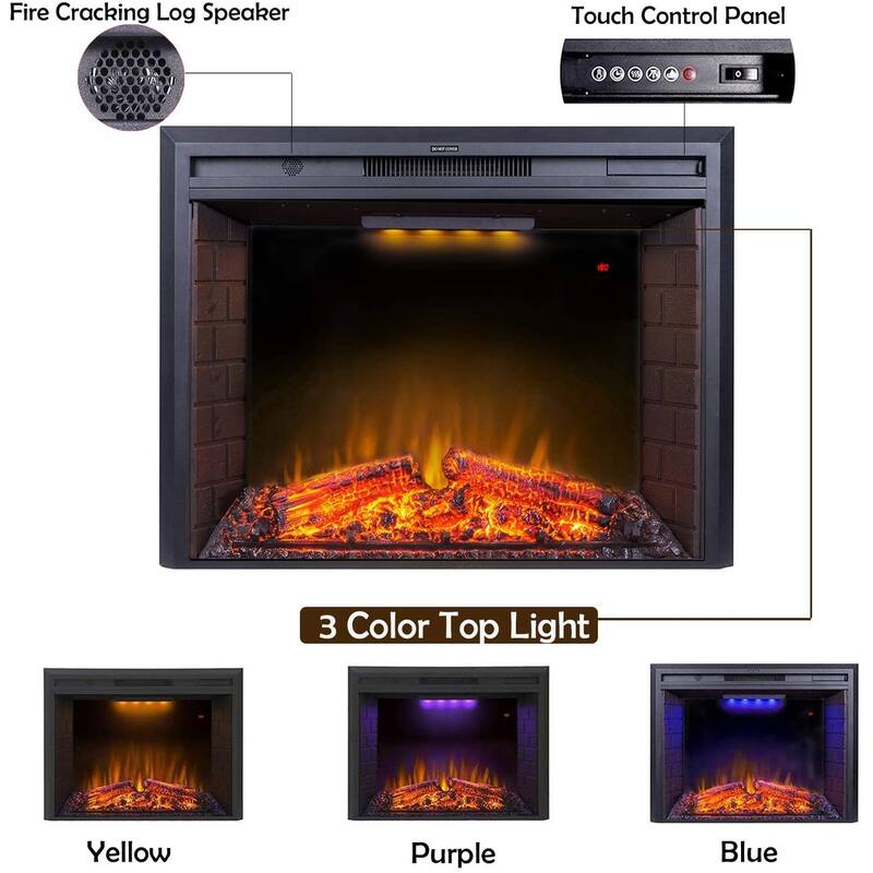Electric Fireplace Heater with Log set & Realistic Flame - 30.51"L X 9.06"D X 24.88"H