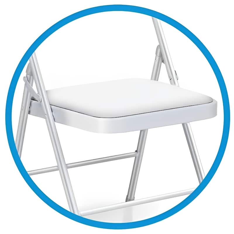 6 Pack Folding Chairs with Padded Seats for Outdoor & Indoor-White