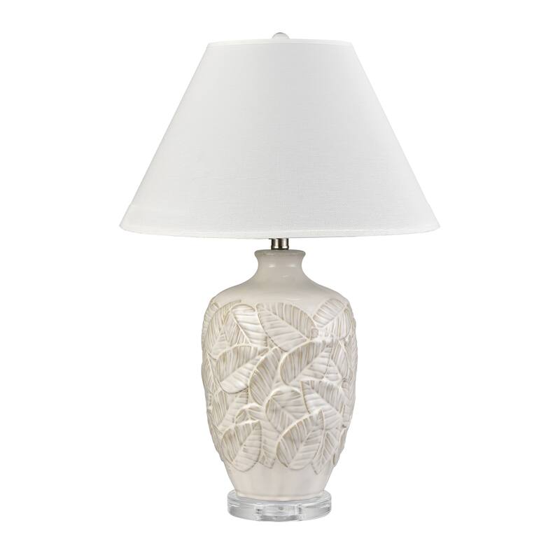 Elk Home Goodell White Glazed With White Linen Empire Shade Table Lamp