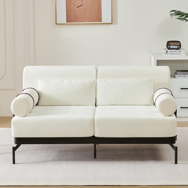 Modern Loveseat Sofa with Flexible USB Ports and Unique Cylindrical Armrests