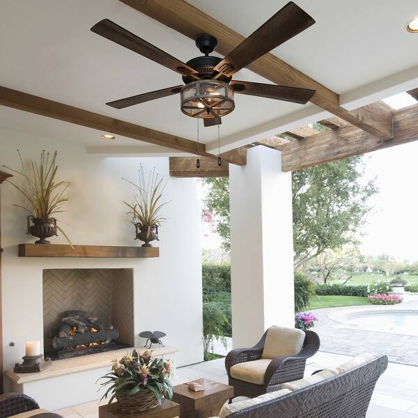 Shop Carbon Loft Shettler 5 Blade Woodgrain Caged Farmhouse Led
