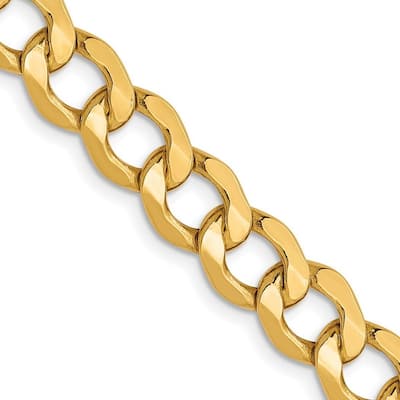 Curata 10k Semi Solid Lobster Claw Closure 6.5mm Semi solid Curb Link Chain Bracelet