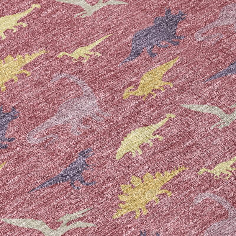 Machine Washable Indoor/ Outdoor Modern Dinosaur Chantille Rug