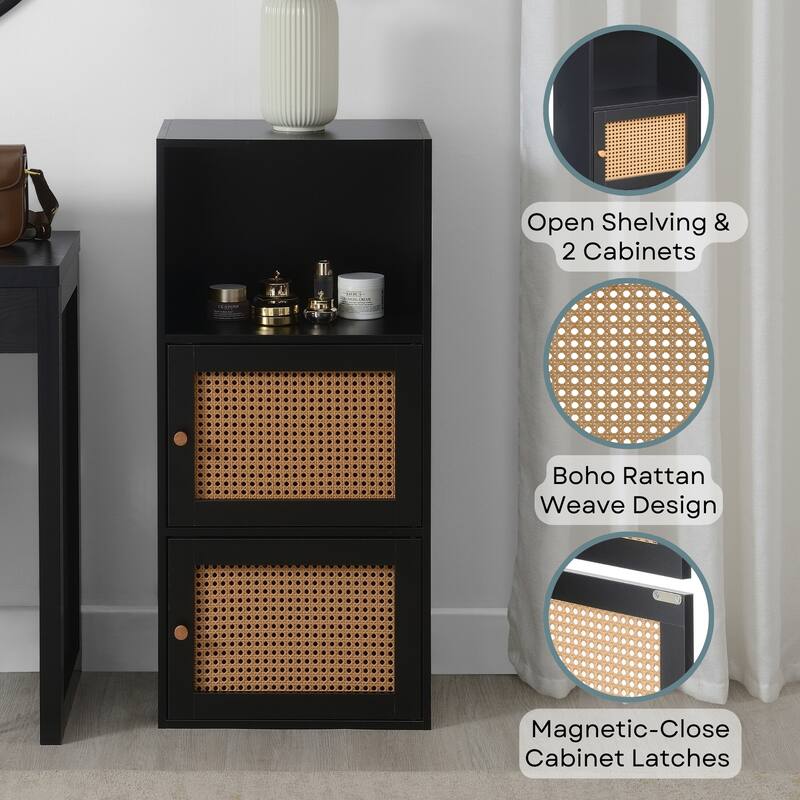 Convenience Concepts Xtra Storage Boho Weave 2 Door Cabinet with Shelf