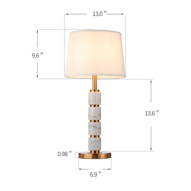 Gold Metal Alabaster Stone Table Lamp Accent Buffet Bedside Lamp