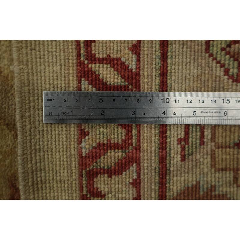 Hand Knotted Oriental 100% Wool Carpet Traditional Floral Yellow & Gold Chobi-Peshawar Area Rug - 10' 0'' X 8' 0''