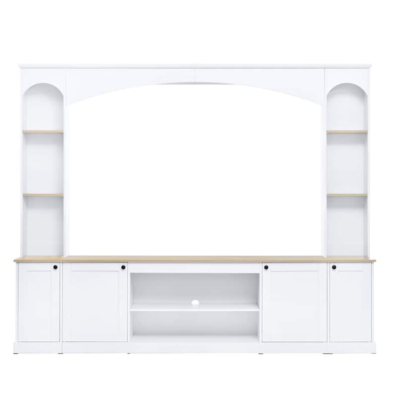 Modern 73.8" Wall Unit Entertainment Center with Bookshelves for TVs up to 70", TV Stand Media Console with Adjustable Shelves